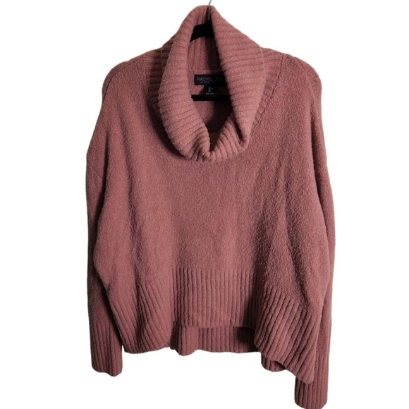 Rachel Zoe Dusty Pink Merino Wool Blend Cowl Neck Relax Fit Sweater Size L - Picture 1 of 5